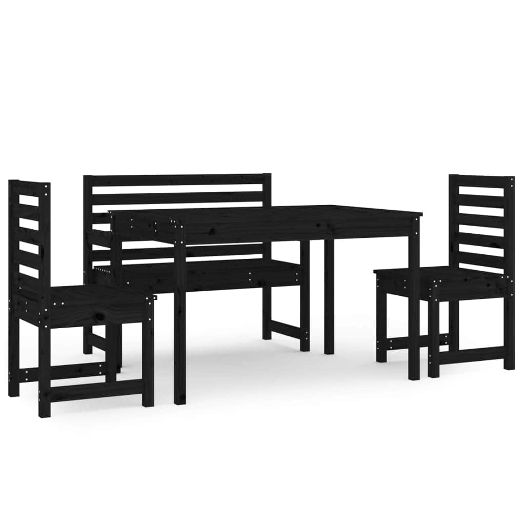 Elegant 4-Piece Pine Wood Garden Dining Set