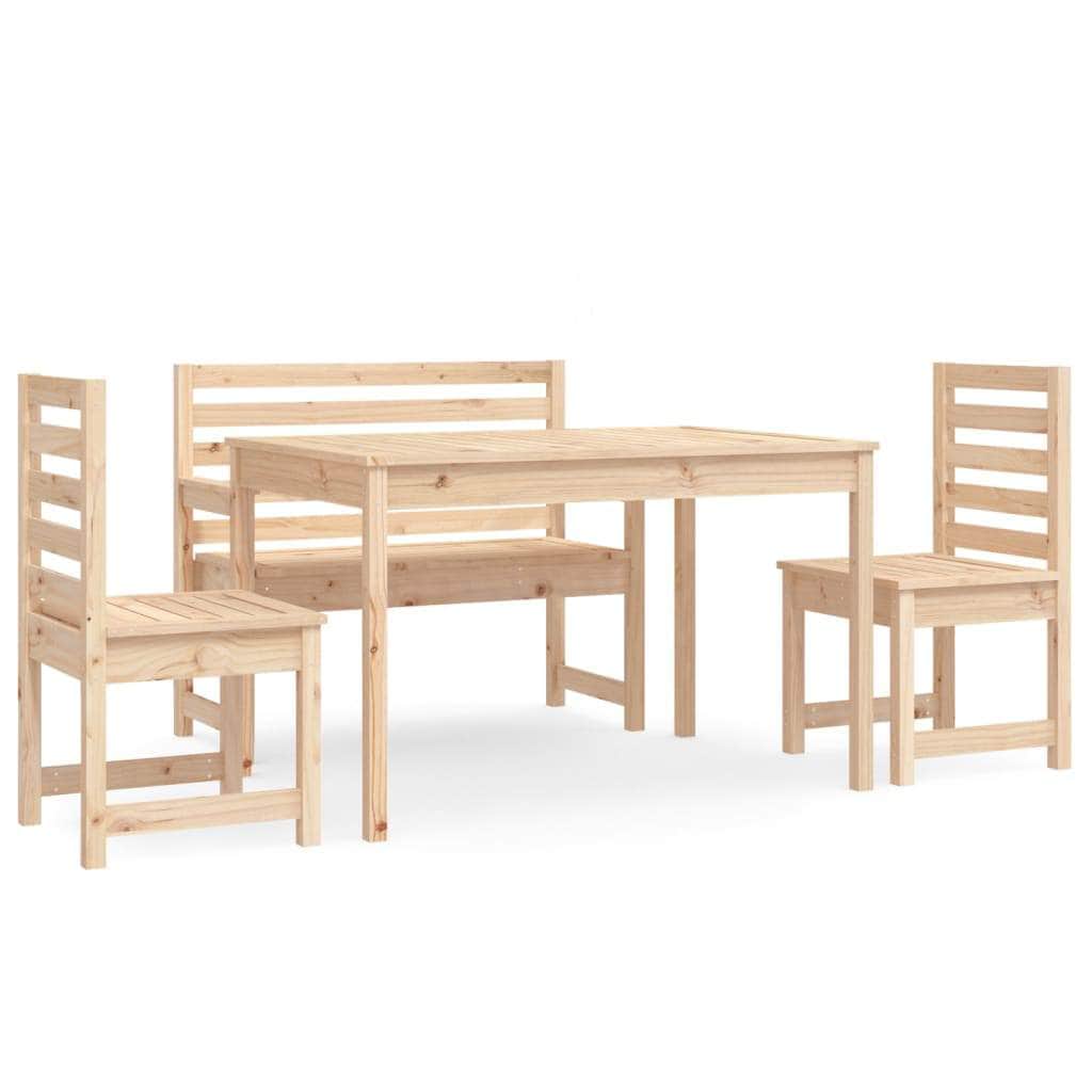 Elegant 4-Piece Pine Wood Garden Dining Set