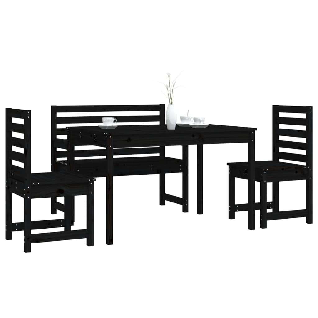 Elegant 4-Piece Pine Wood Garden Dining Set