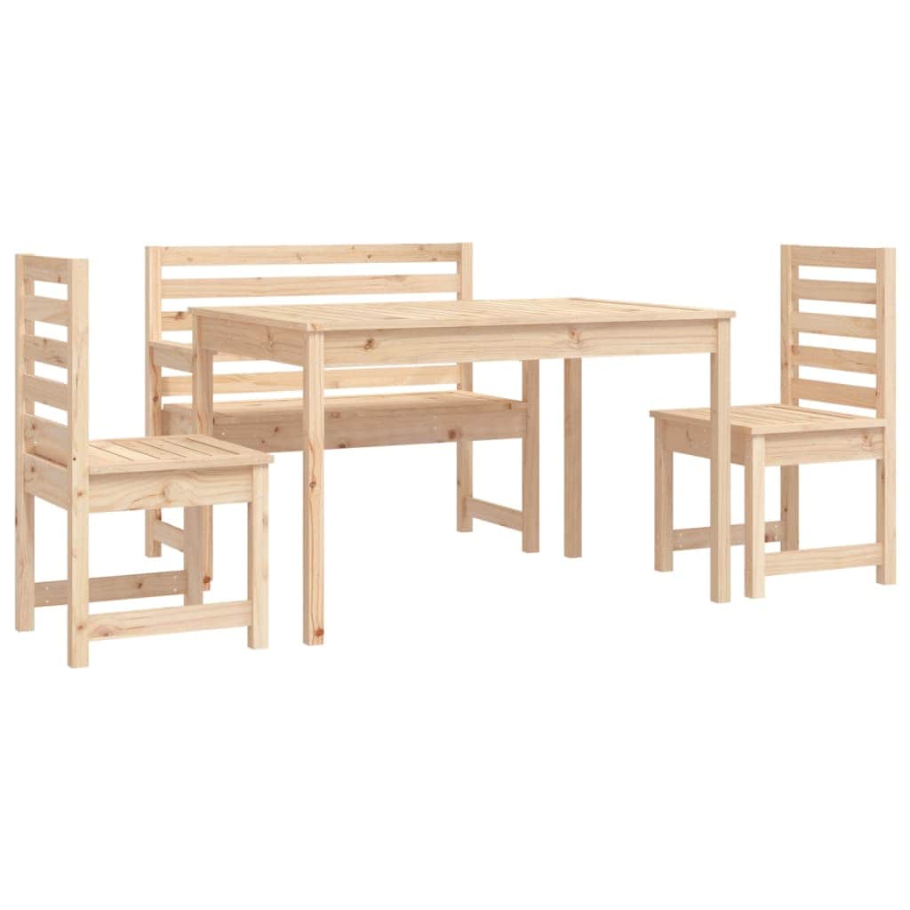 Elegant 4-Piece Pine Wood Garden Dining Set