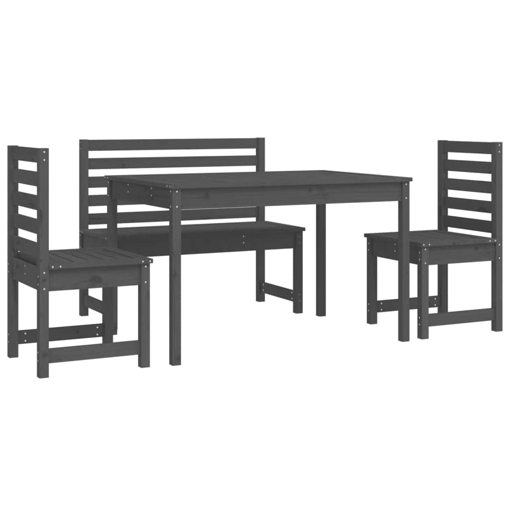 Elegant 4-Piece Pine Wood Garden Dining Set