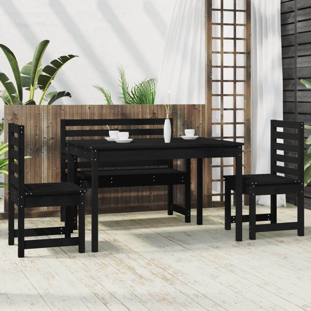 Elegant 4-Piece Pine Wood Garden Dining Set