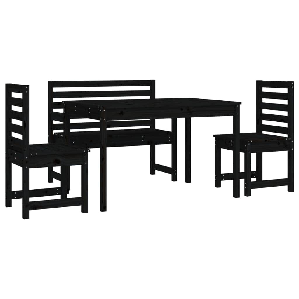 Elegant 4-Piece Pine Wood Garden Dining Set