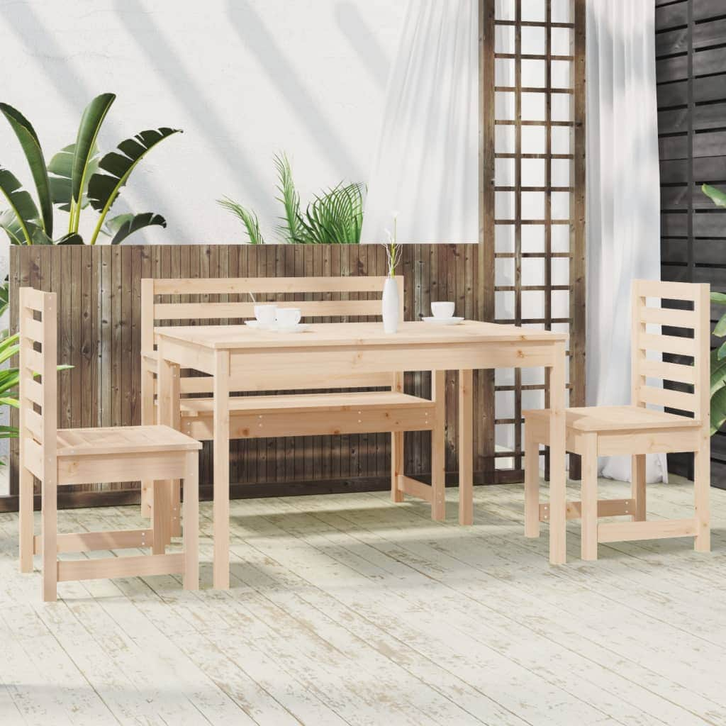 Elegant 4-Piece Pine Wood Garden Dining Set