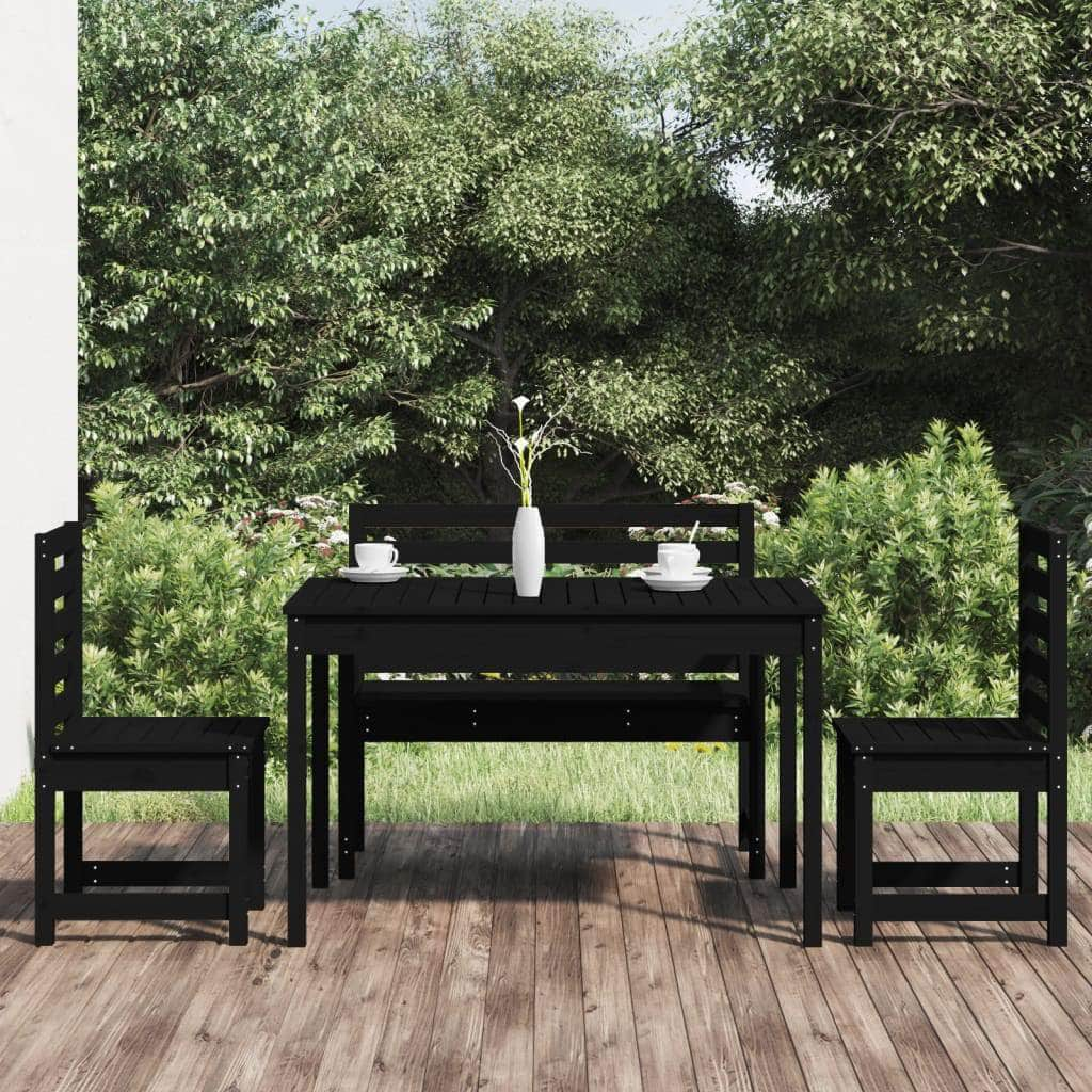 Elegant 4-Piece Pine Wood Garden Dining Set