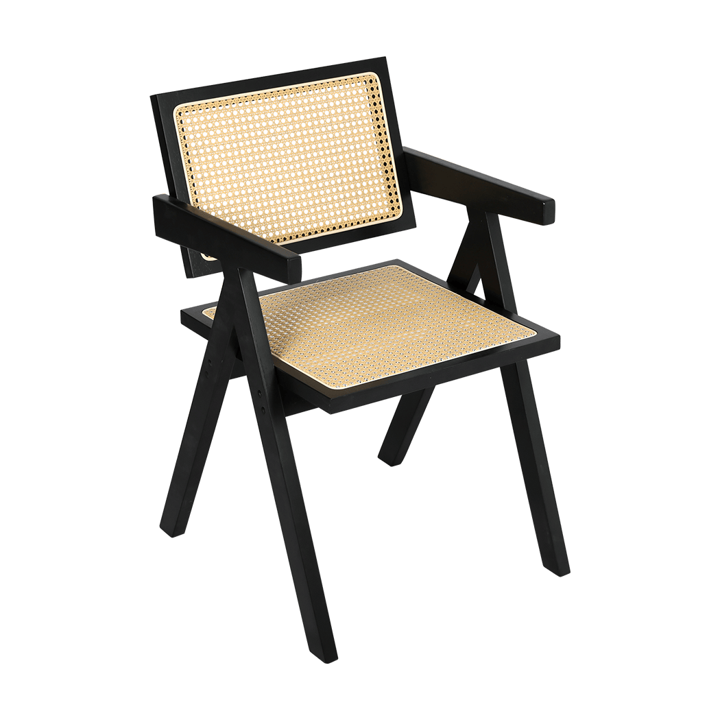 Elegant 4x Black Wicker Armchair Dining Chair  Soft Cushion