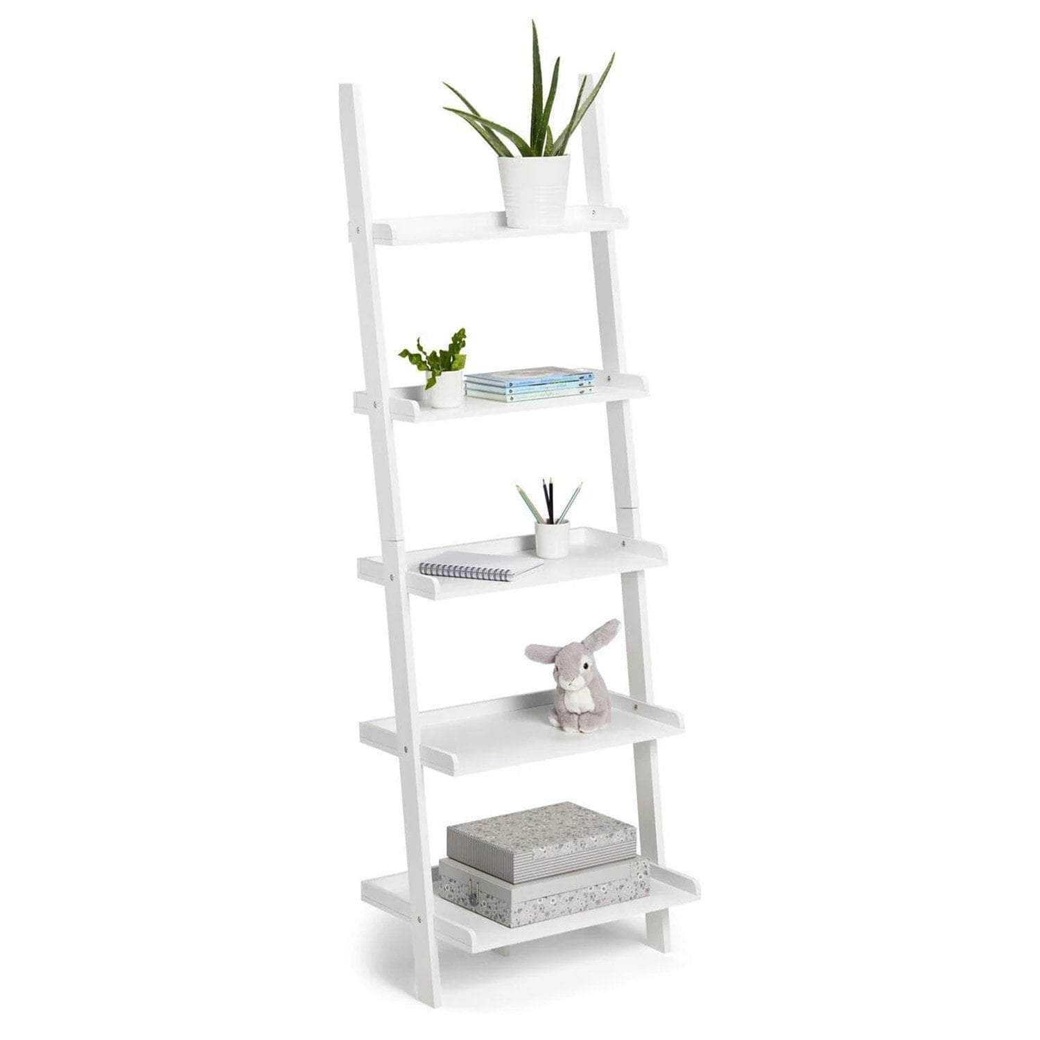 Elegant 5-Tier Ladder Shelf in White