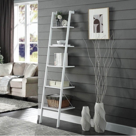 Elegant 5-Tier Ladder Shelf in White