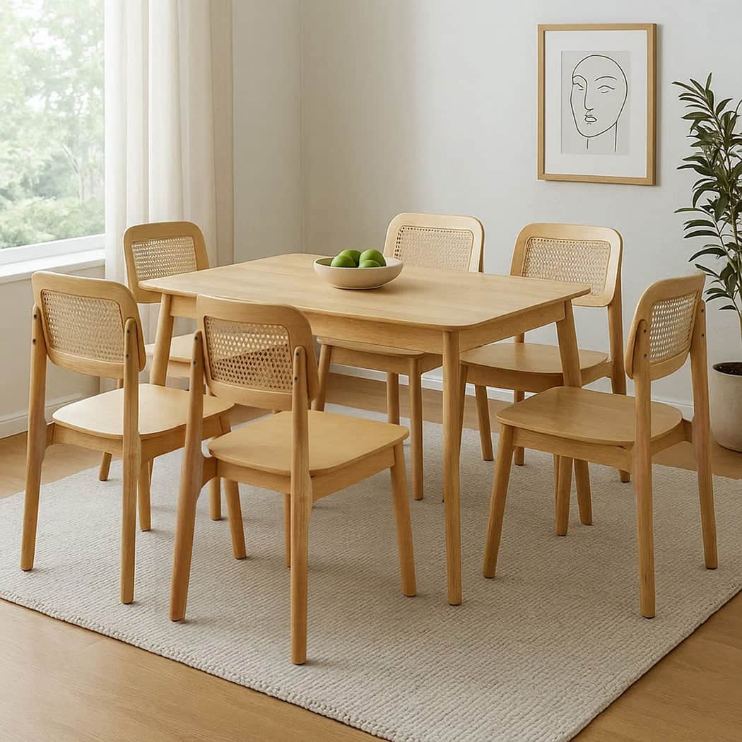 Elegant 6x Rattan Dining Chair Wooden Kitchen Chair  Foldable