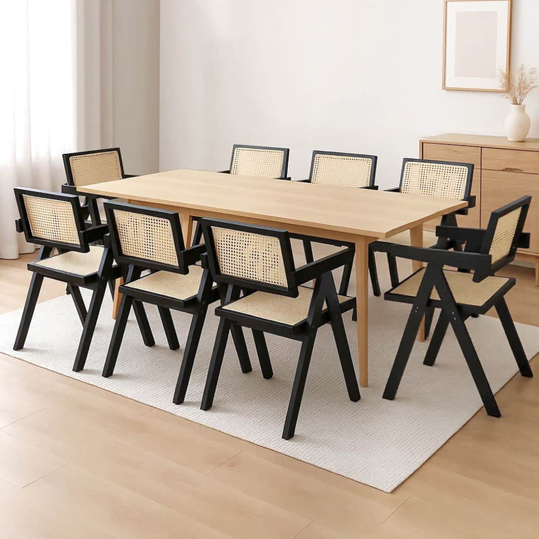 Elegant 8x Black Wicker Armchair Dining Chair  Adjustable Height