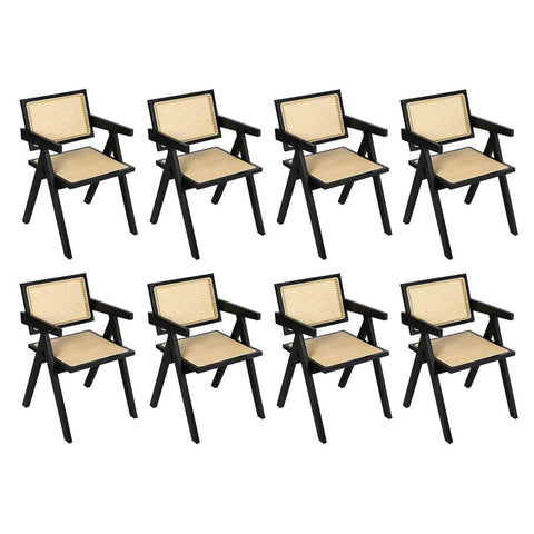 Elegant 8x Black Wicker Armchair Dining Chair  Adjustable Height