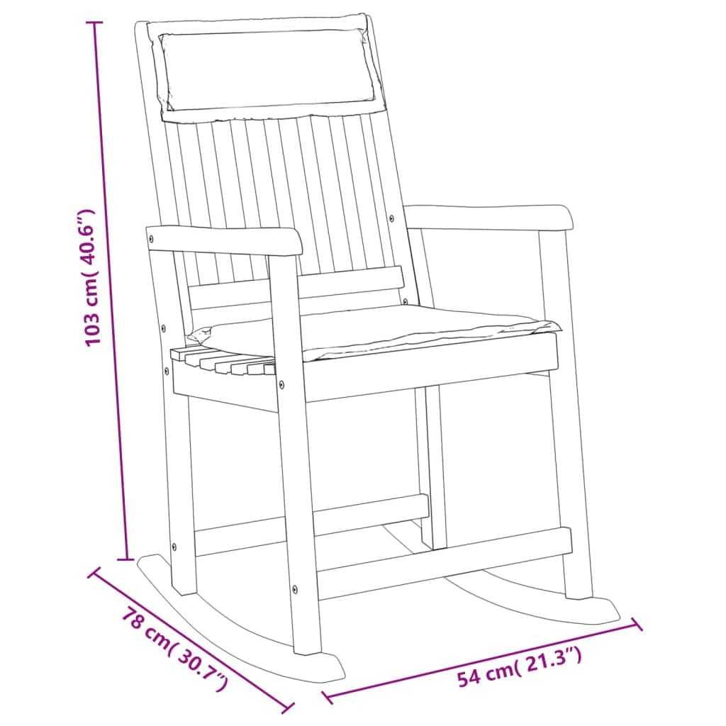 Elegant Acacia Wood Rocker with Comfy Cushions