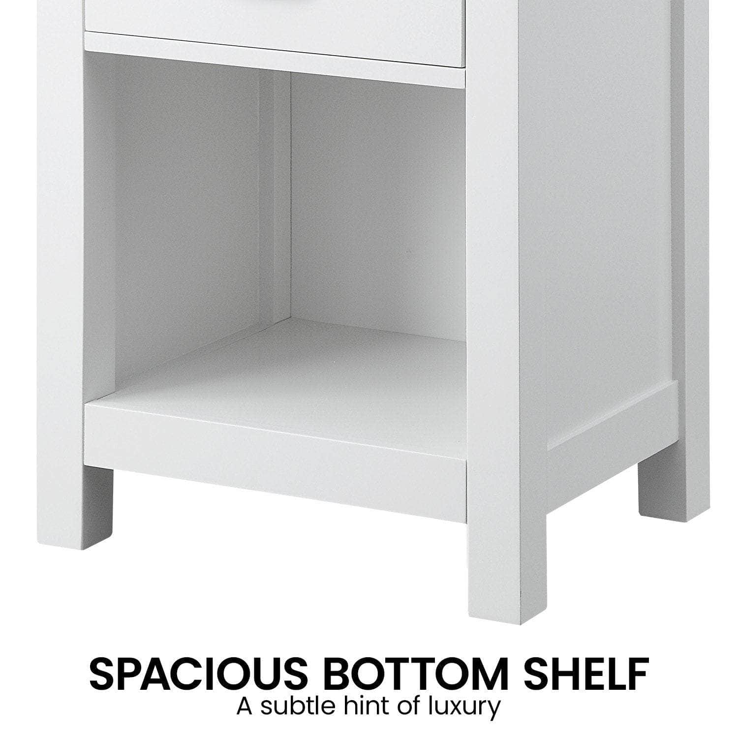Elegant Bedside Table in White Natural Finish