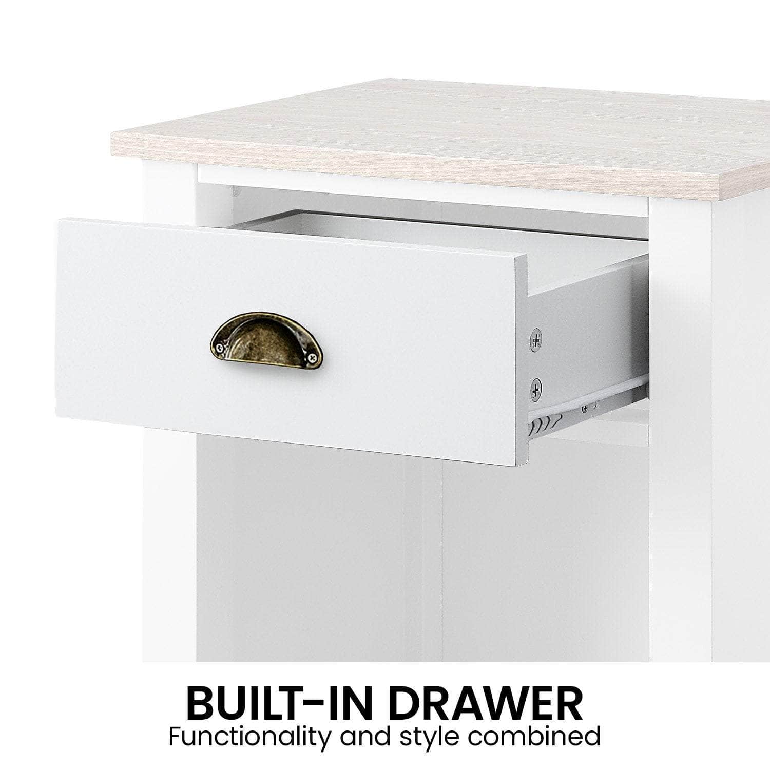 Elegant Bedside Table in White Natural Finish