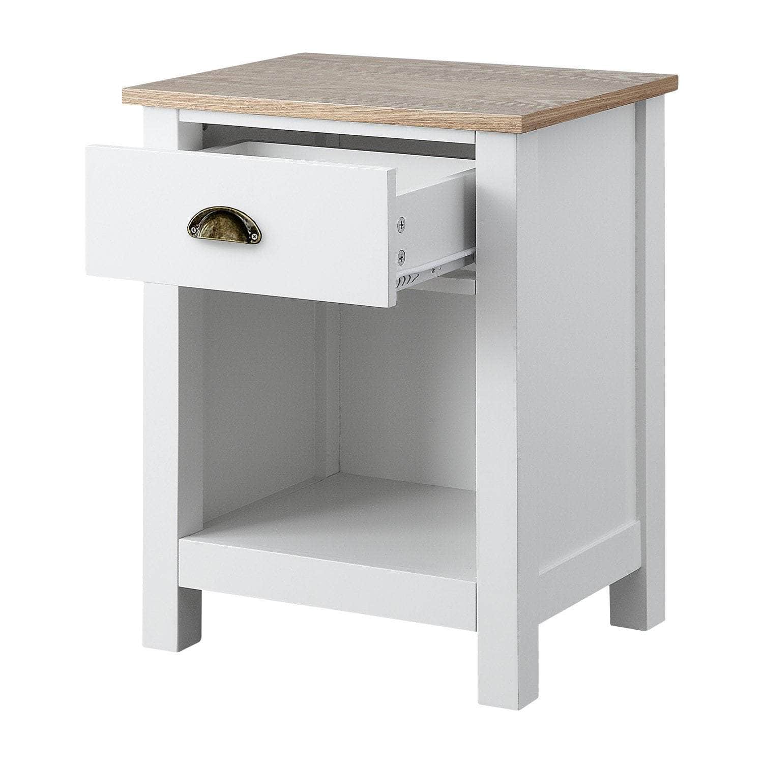Elegant Bedside Table in White Natural Finish