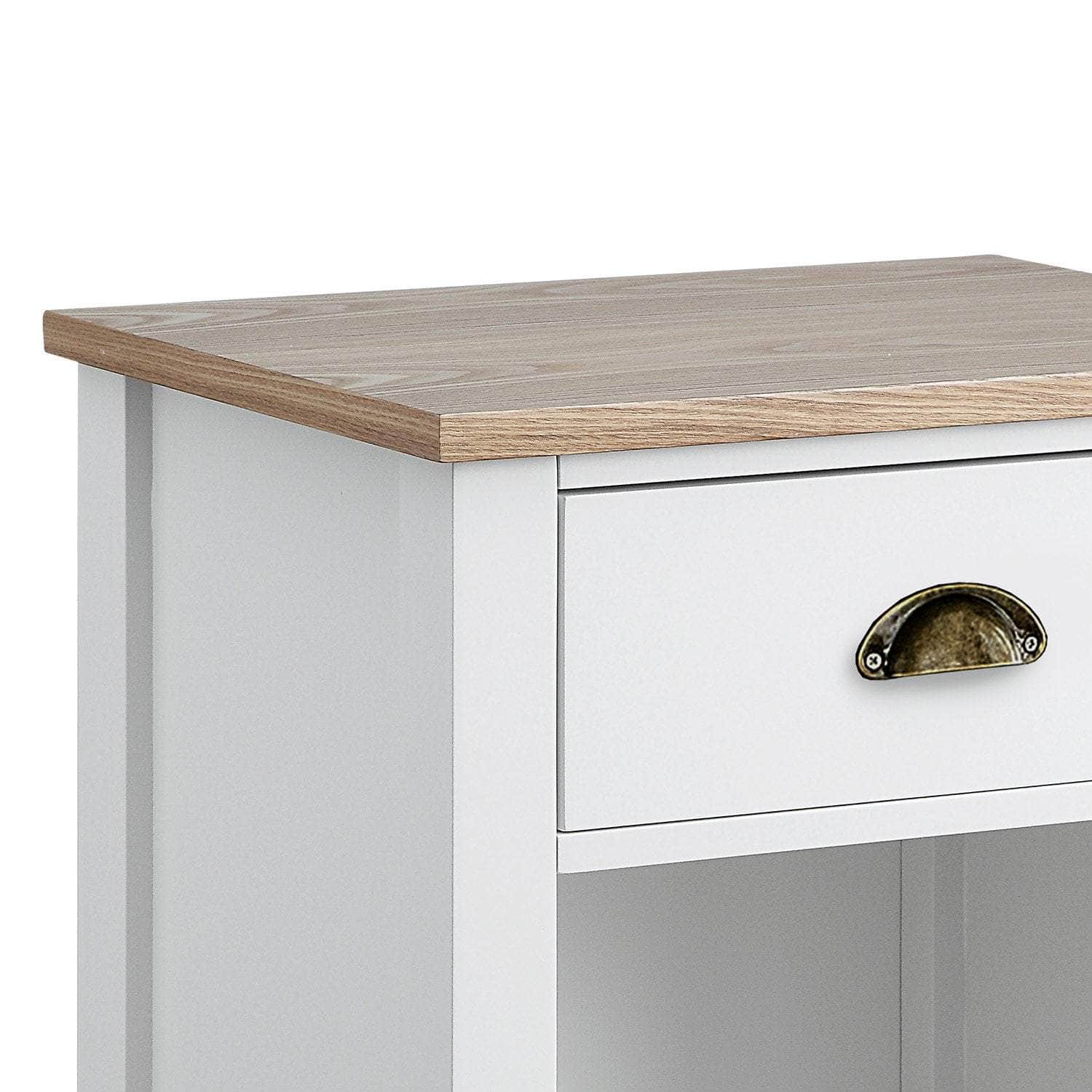 Elegant Bedside Table in White Natural Finish