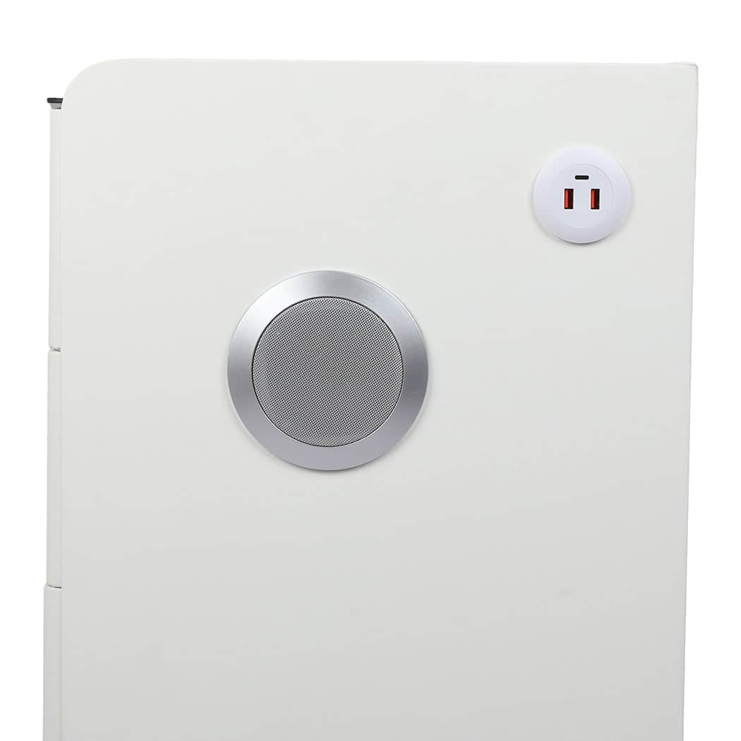 Elegant Bedside Table LED Lights Drawers Storage  Foldable Function