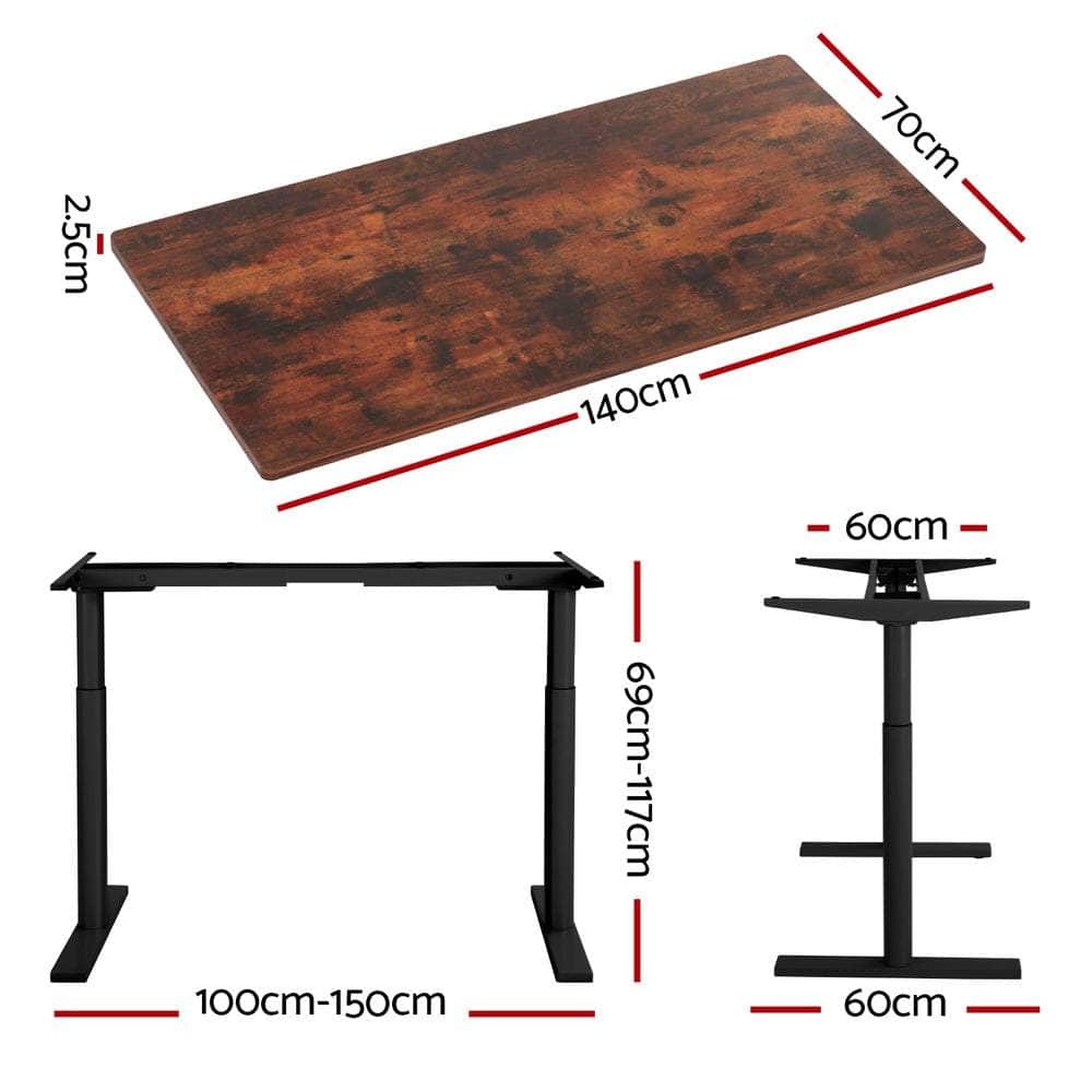 Elegant Black 140cm/120cm Height Adjustable Electric Standing Desk