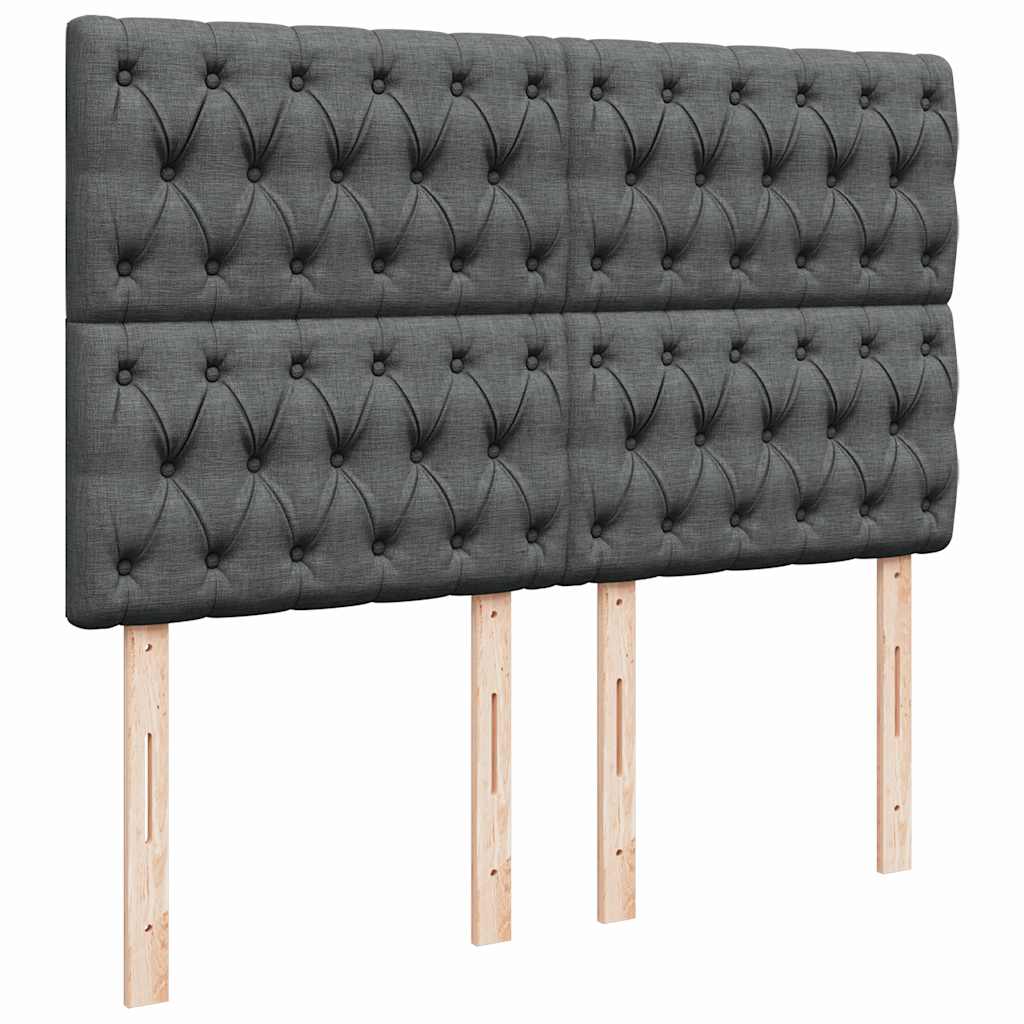 Elegant Box Spring Bed with Mattress in Dark Grey Double Fabric