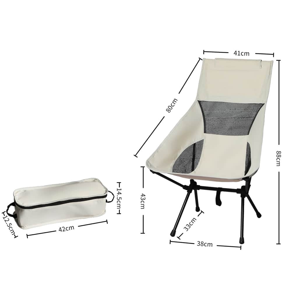 Elegant Camping Chair Folding Outdoor Large Beige  Foldable Function