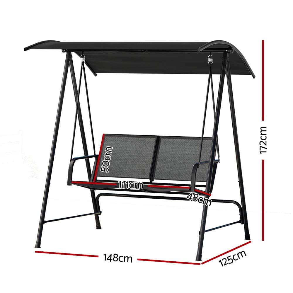 Black colour - Elegant Canopy Swing Chair: 2-Seater Patio Bliss in Black