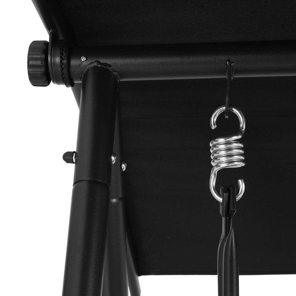Elegant Canopy Swing Chair: 2-Seater Patio Bliss in Black | Outdoor Chairs