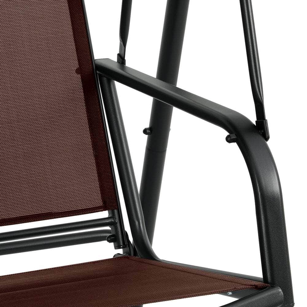 Elegant Canopy Swing Chair: 2-Seater Patio Bliss in Black