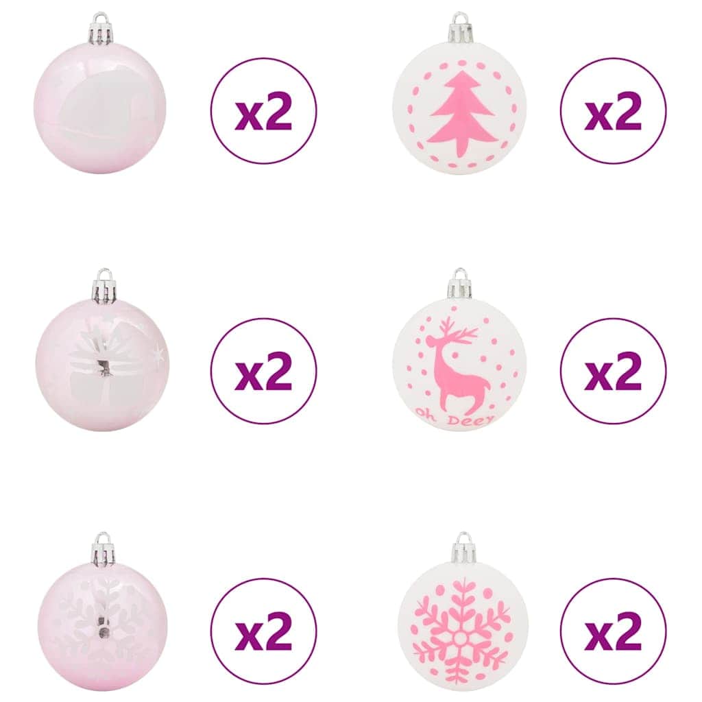 Elegant Christmas Bauble Set 40 pcs White and Pink - Premium Comfort