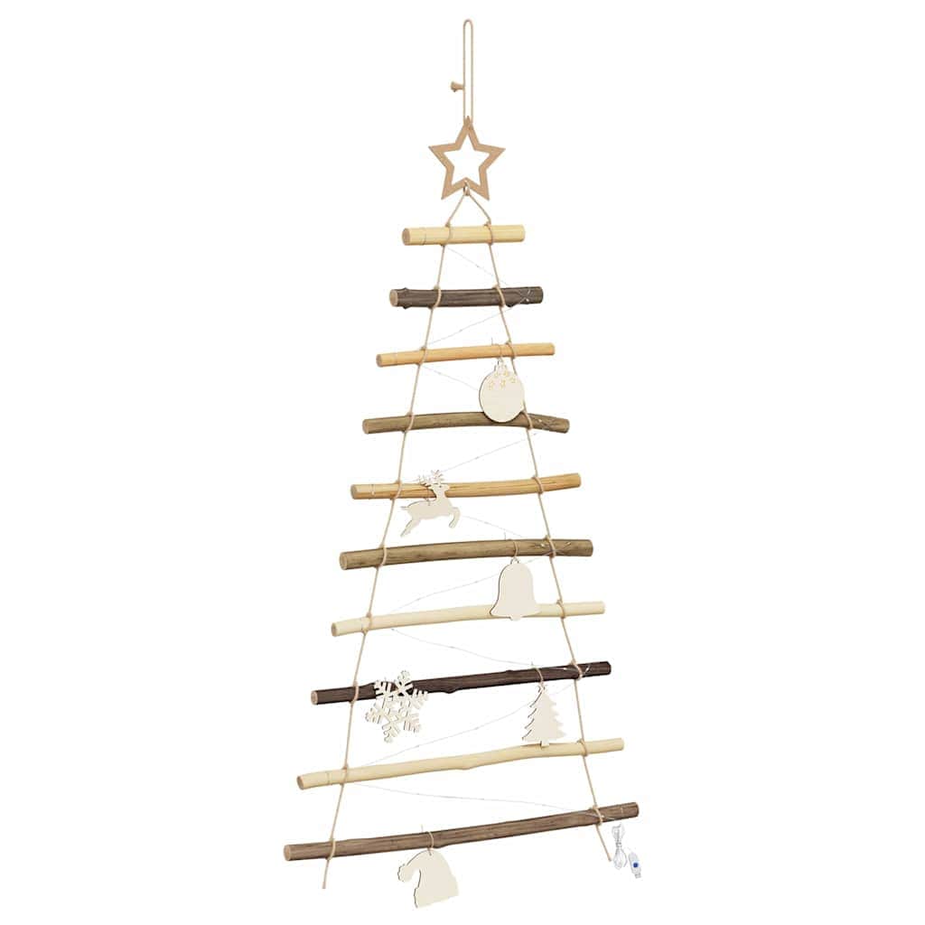 Elegant Christmas Tree with 30 LEDs Natural 90cm Solid Ash wood
