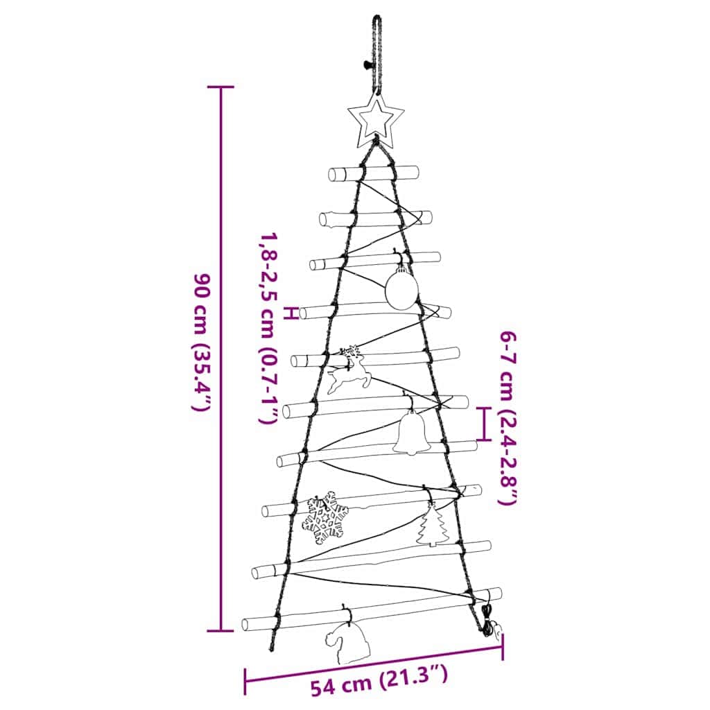 Elegant Christmas Tree with 30 LEDs Natural 90cm Solid Ash wood