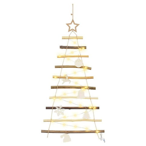 Elegant Christmas Tree with 30 LEDs Natural 90cm Solid Ash wood