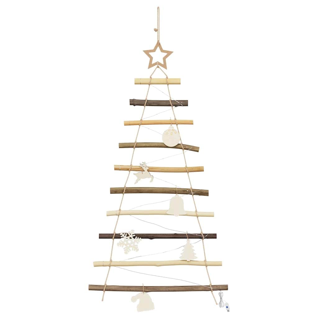 Elegant Christmas Tree with 30 LEDs Natural 90cm Solid Ash wood