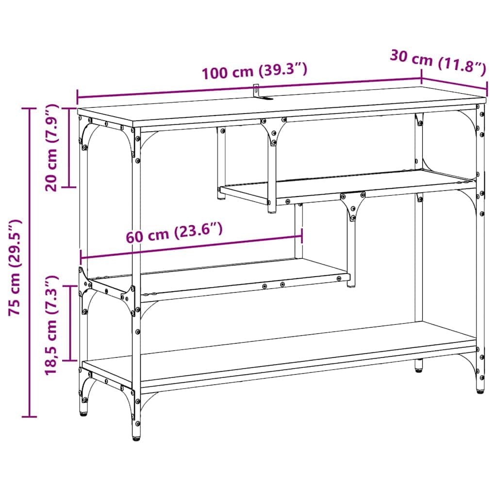 Elegant Console Table Black oak Engineered wood - Durable