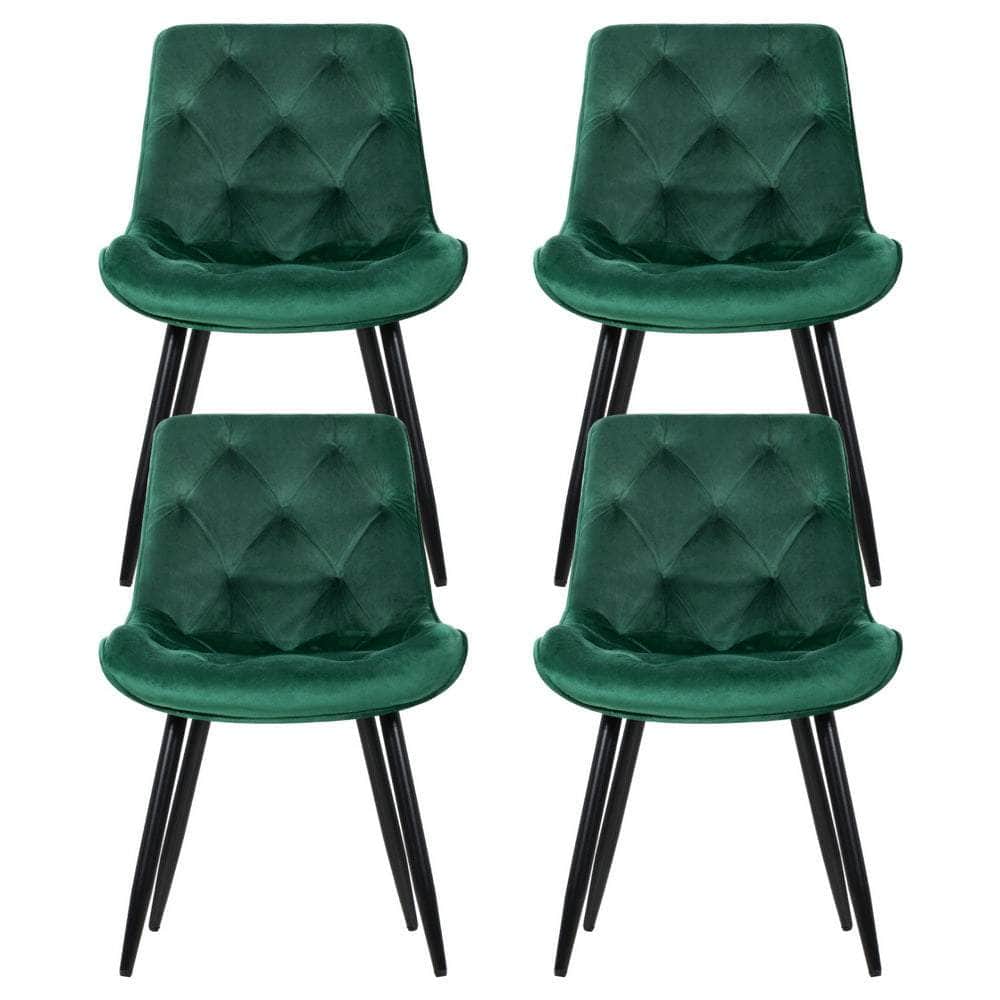 Elegant Diamond Tufted Velvet Dining Chairs, Set of 4 – Green