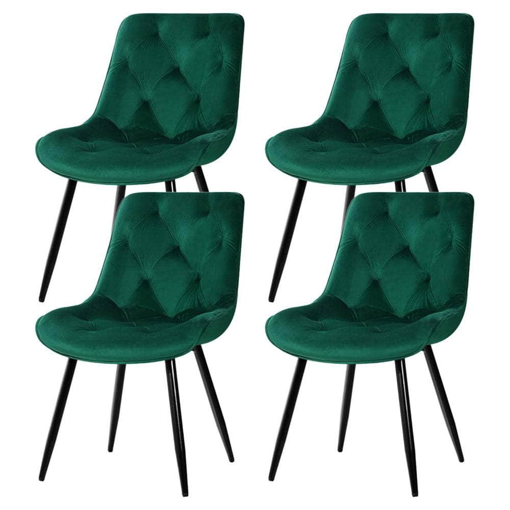 Elegant Diamond Tufted Velvet Dining Chairs, Set of 4 – Green