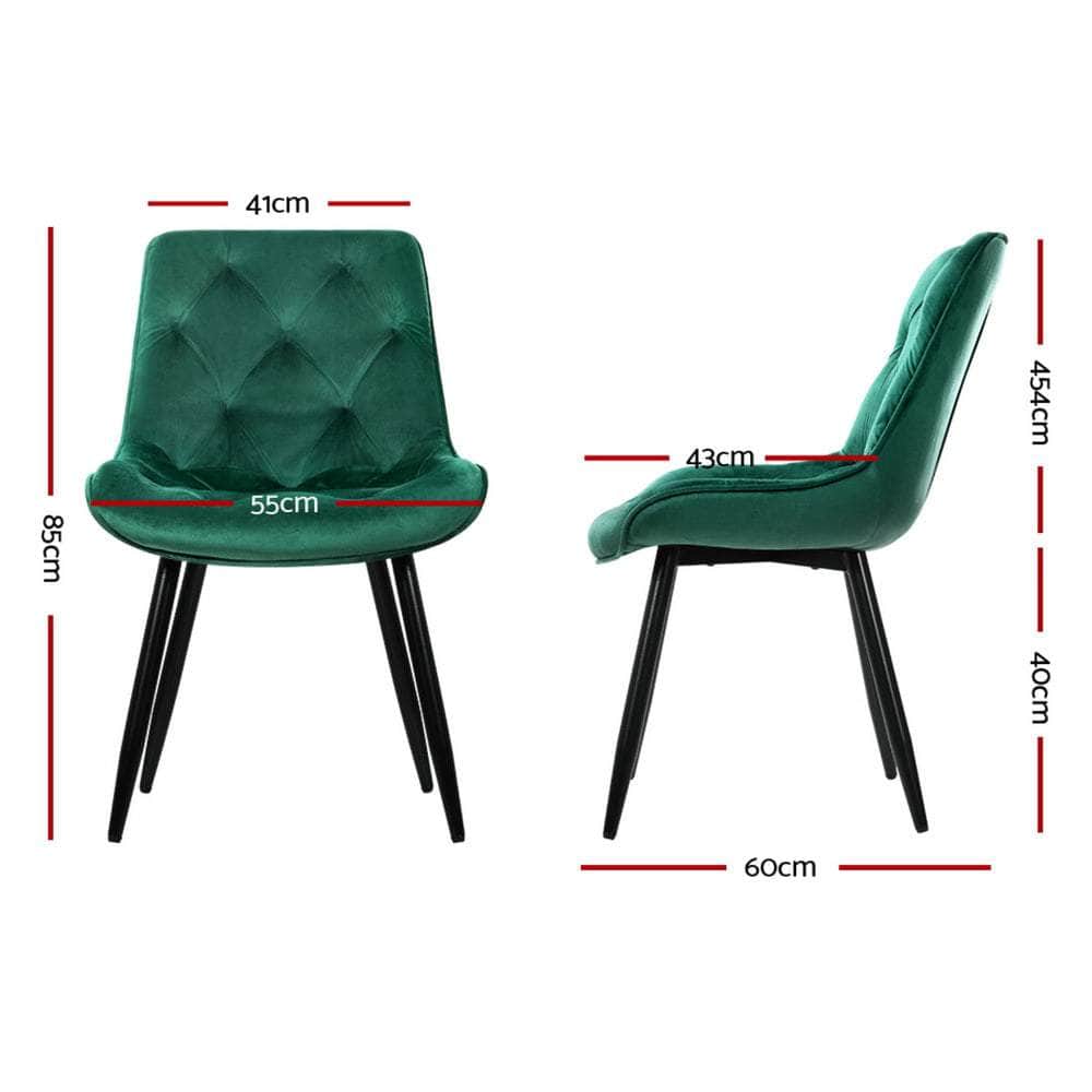 Elegant Diamond Tufted Velvet Dining Chairs, Set of 4 – Green