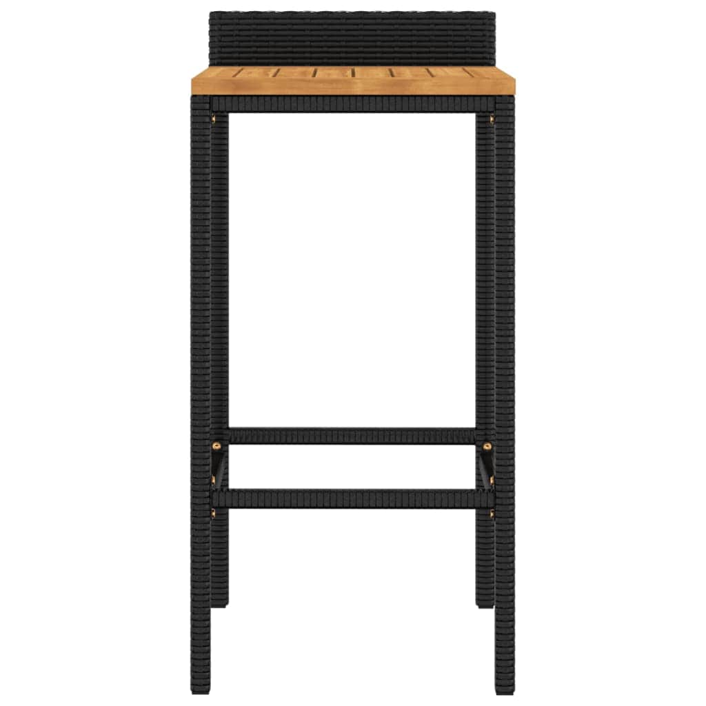 Elegant Duo: Poly Rattan & Acacia Wood Bar Stools (Set of 2)Grey\Black