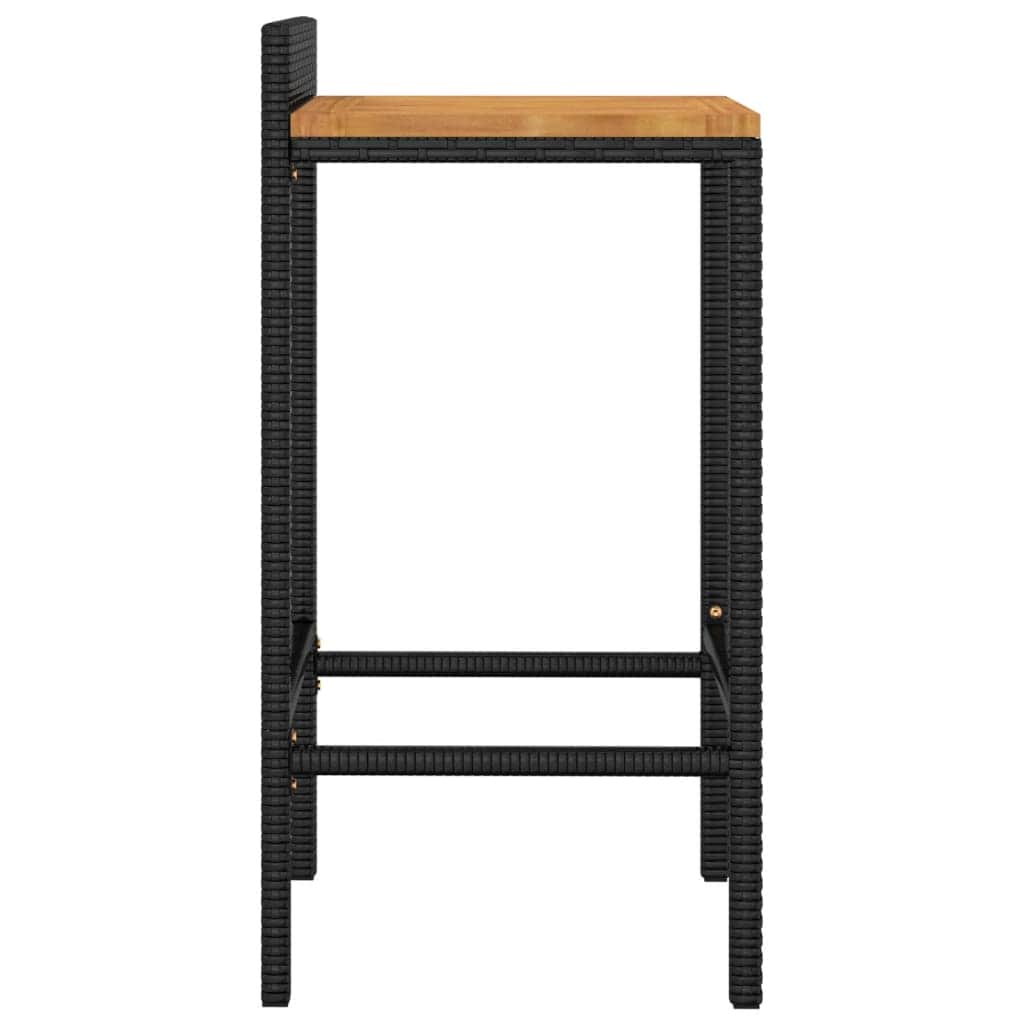 Rattan finish - Elegant Duo: Poly Rattan & Acacia Wood Bar Stools (Set of 2)Grey\Black