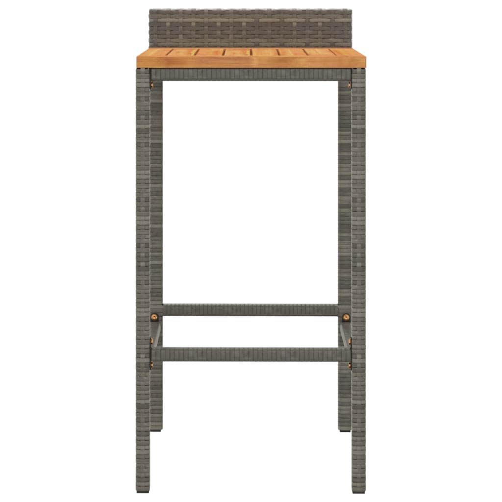 Elegant Duo: Poly Rattan & Acacia Wood Bar Stools (Set of 2)Grey\Black