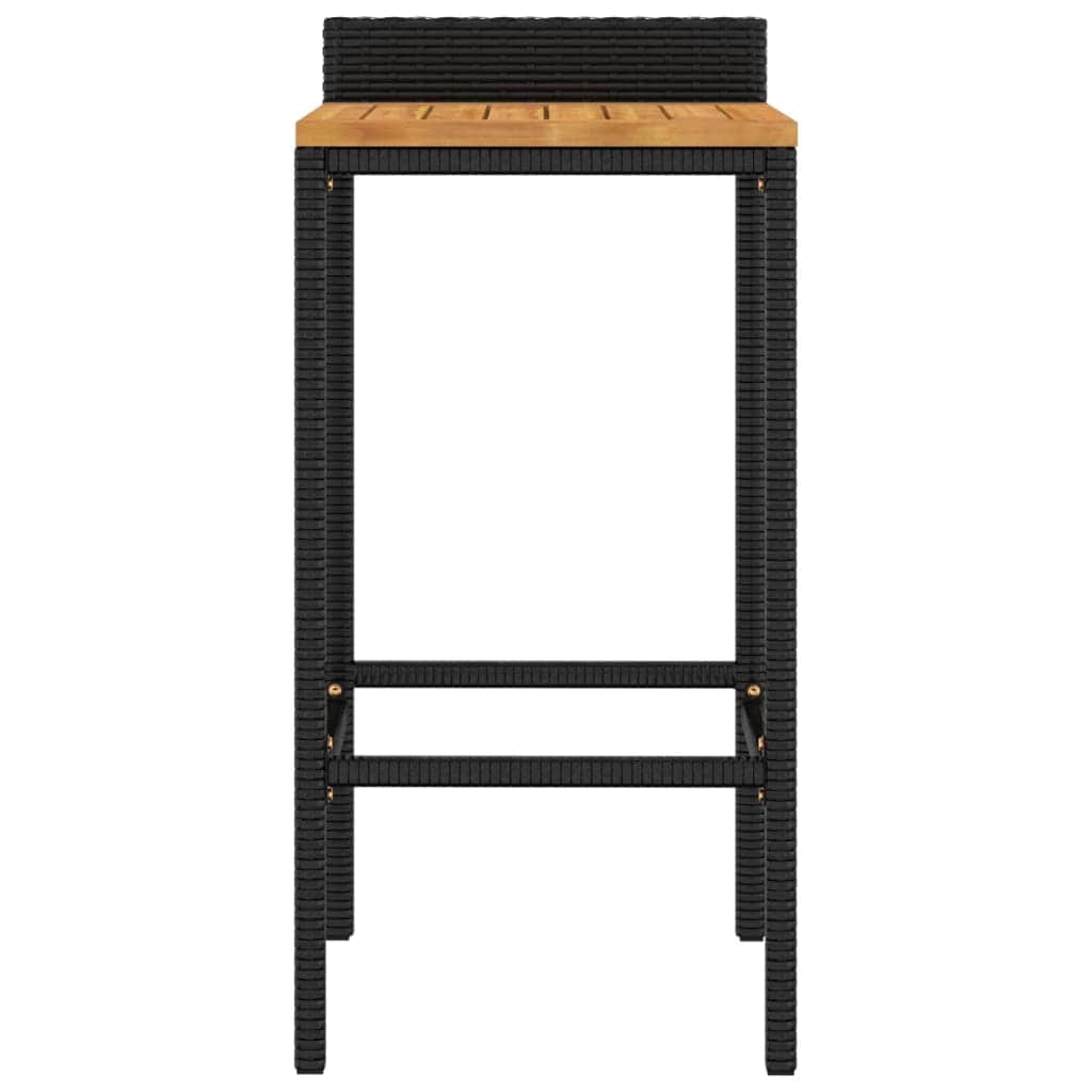 Table & Bar Stools - Elegant Duo: Poly Rattan & Acacia Wood Bar Stools (Set of 4)Black/Grey