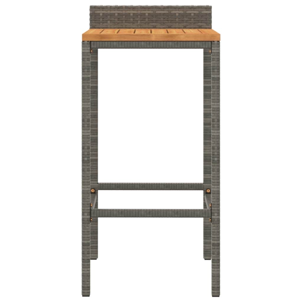 Elegant Duo: Poly Rattan & Acacia Wood Bar Stools (Set of 4)Black/Grey, Rattan finish