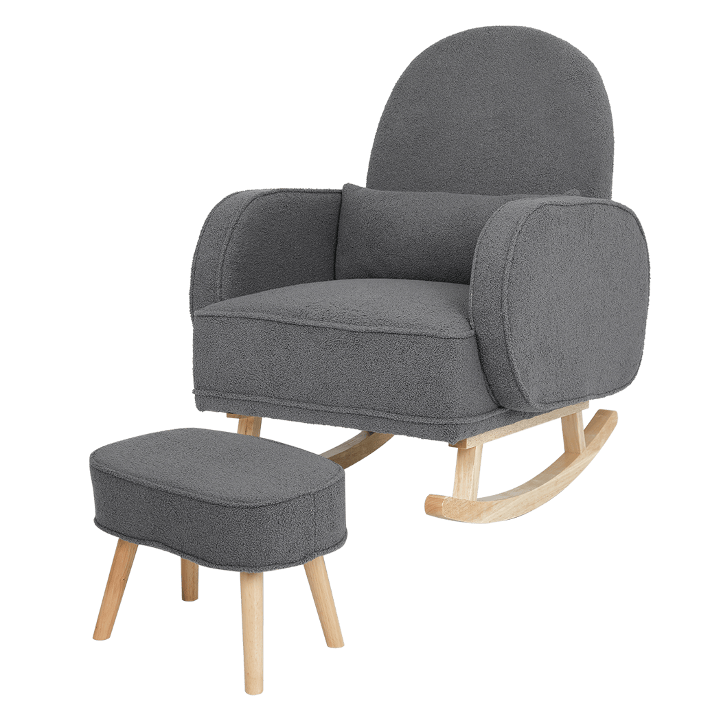 Elegant Fleece Rocking Chair with footstool  Space-Saving Design