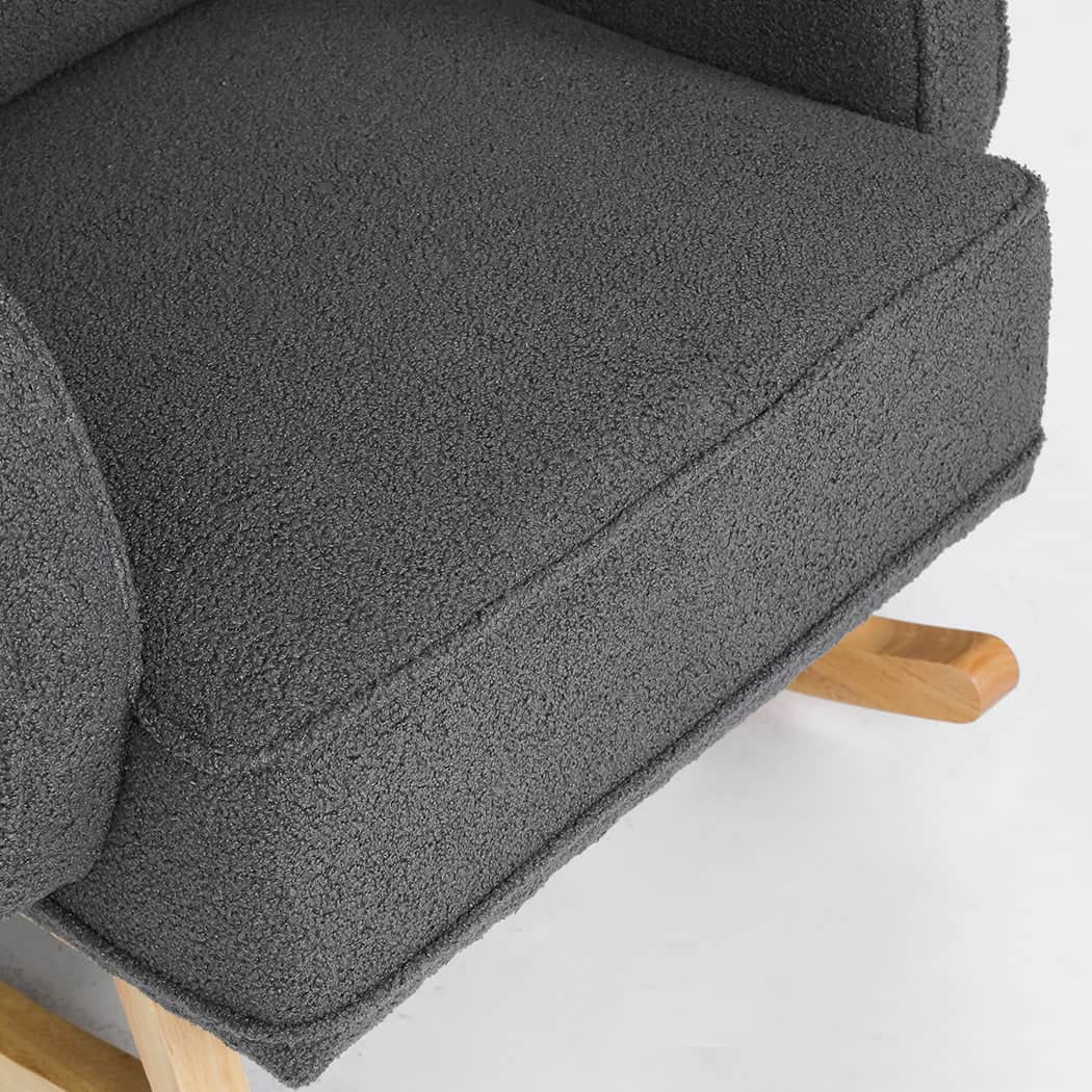 Elegant Fleece Rocking Chair with footstool  Space-Saving Design