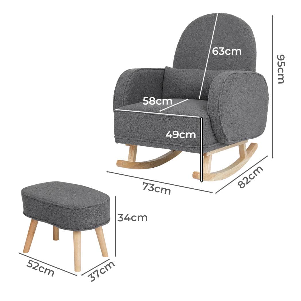 Elegant Fleece Rocking Chair with footstool  Space-Saving Design