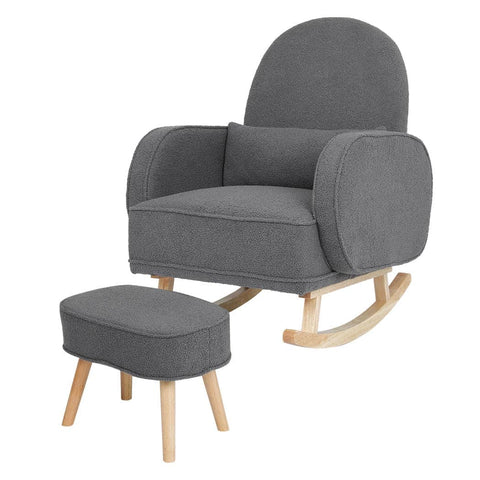 Elegant Fleece Rocking Chair with footstool  Space-Saving Design