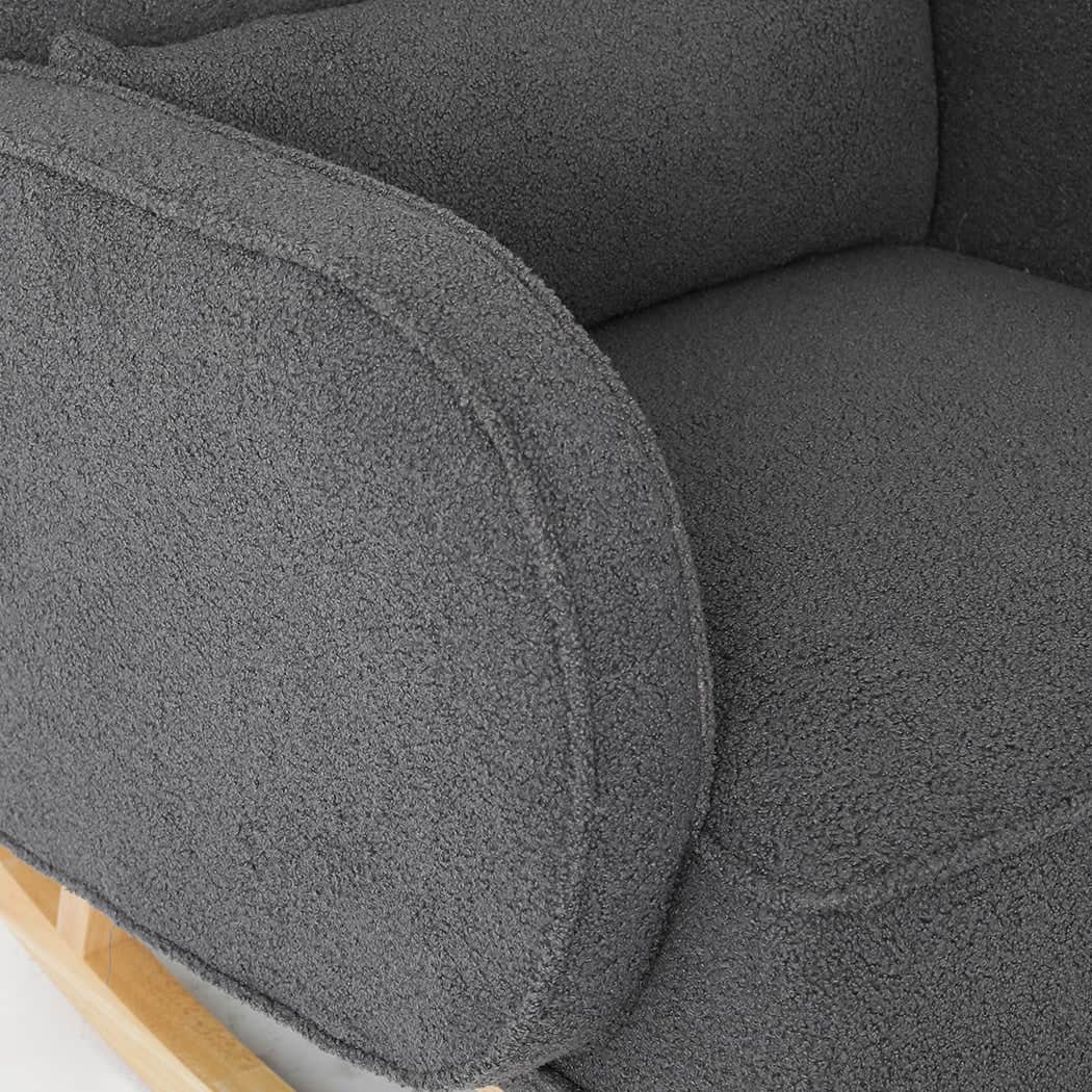 Elegant Fleece Rocking Chair with footstool  Space-Saving Design