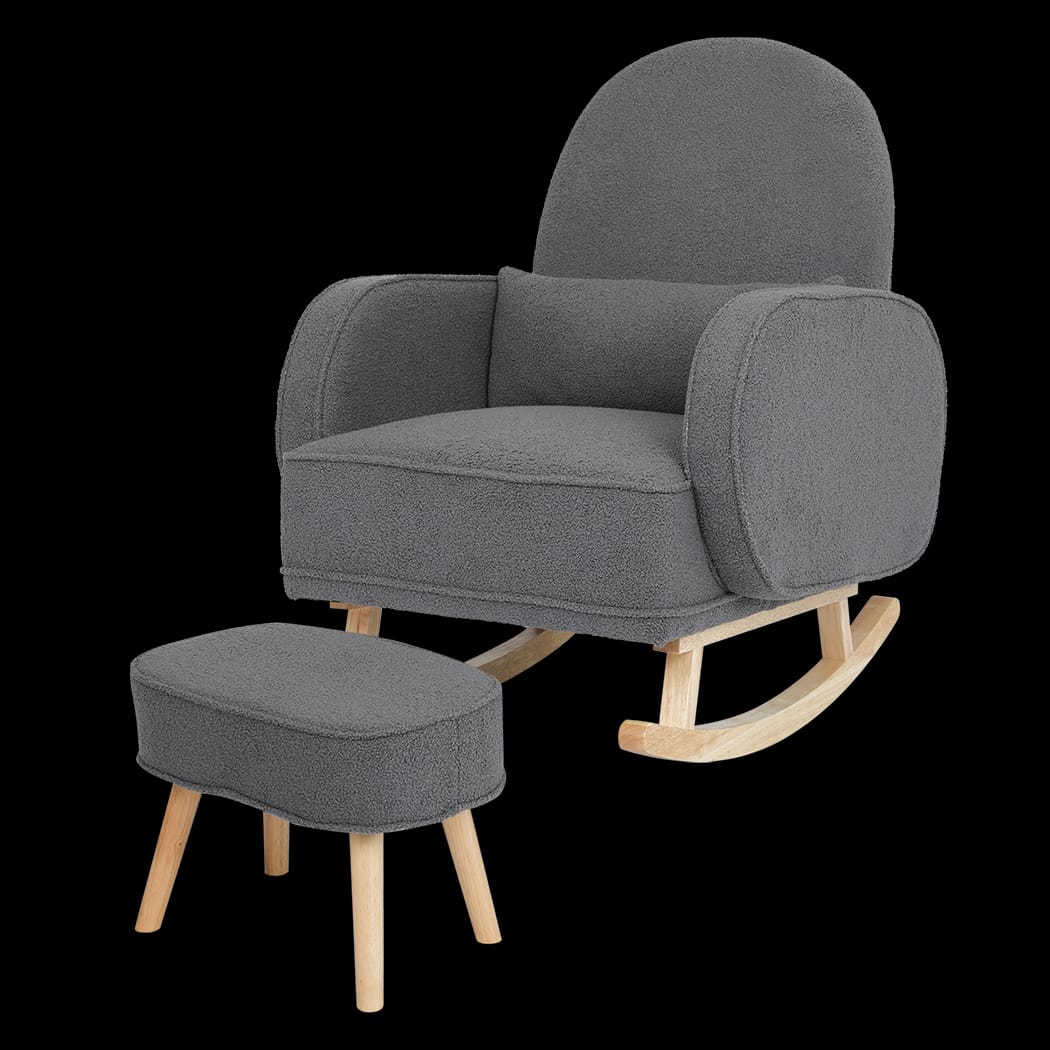 Elegant Fleece Rocking Chair with footstool  Space-Saving Design | id15&16 - photo 11