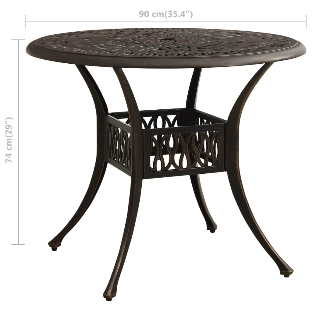 Elegant Garden Table Bronze 90x90x74 cm Home Use Urban Style
