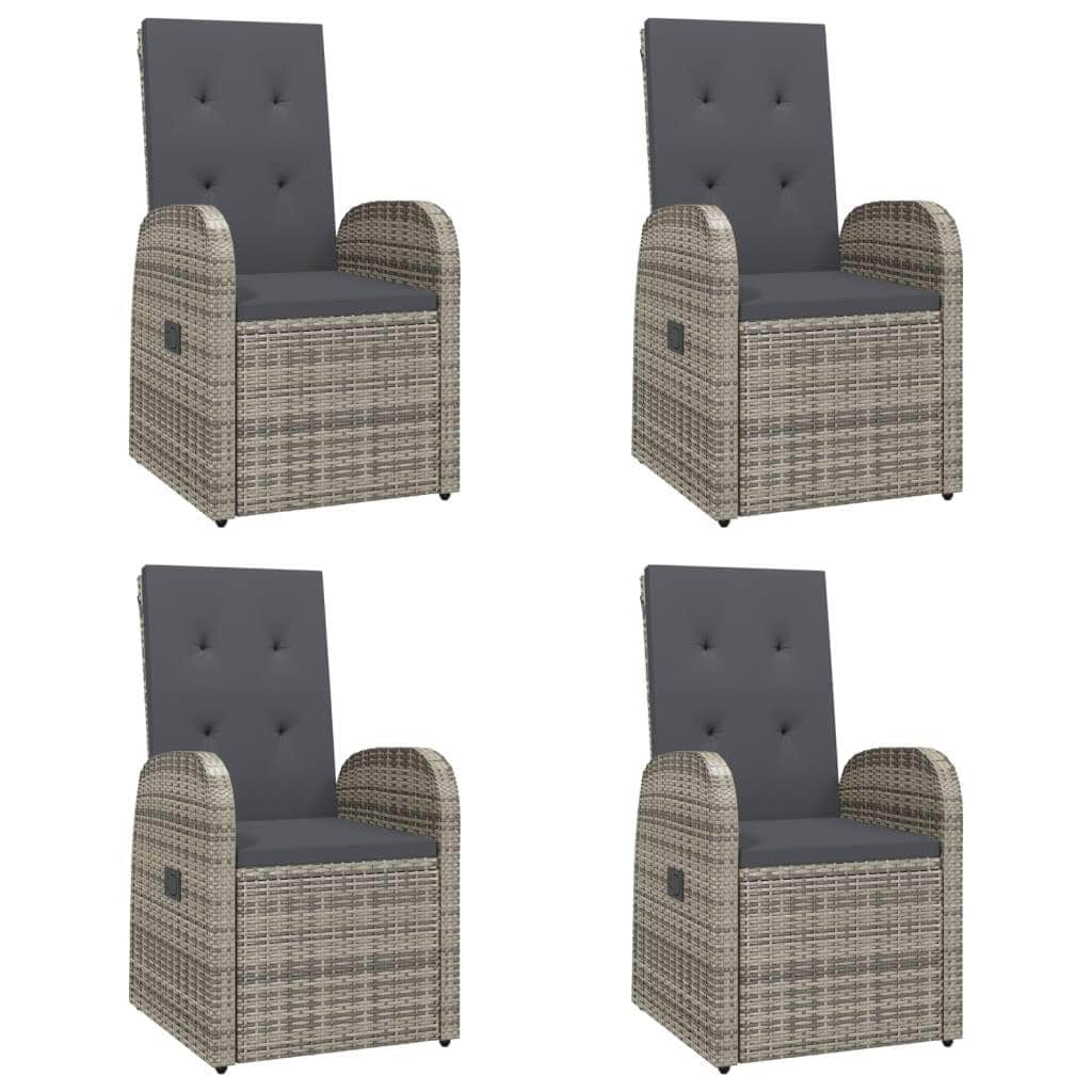 Elegant Grey Poly Rattan Dining Set: 5-Piece Garden Oasis