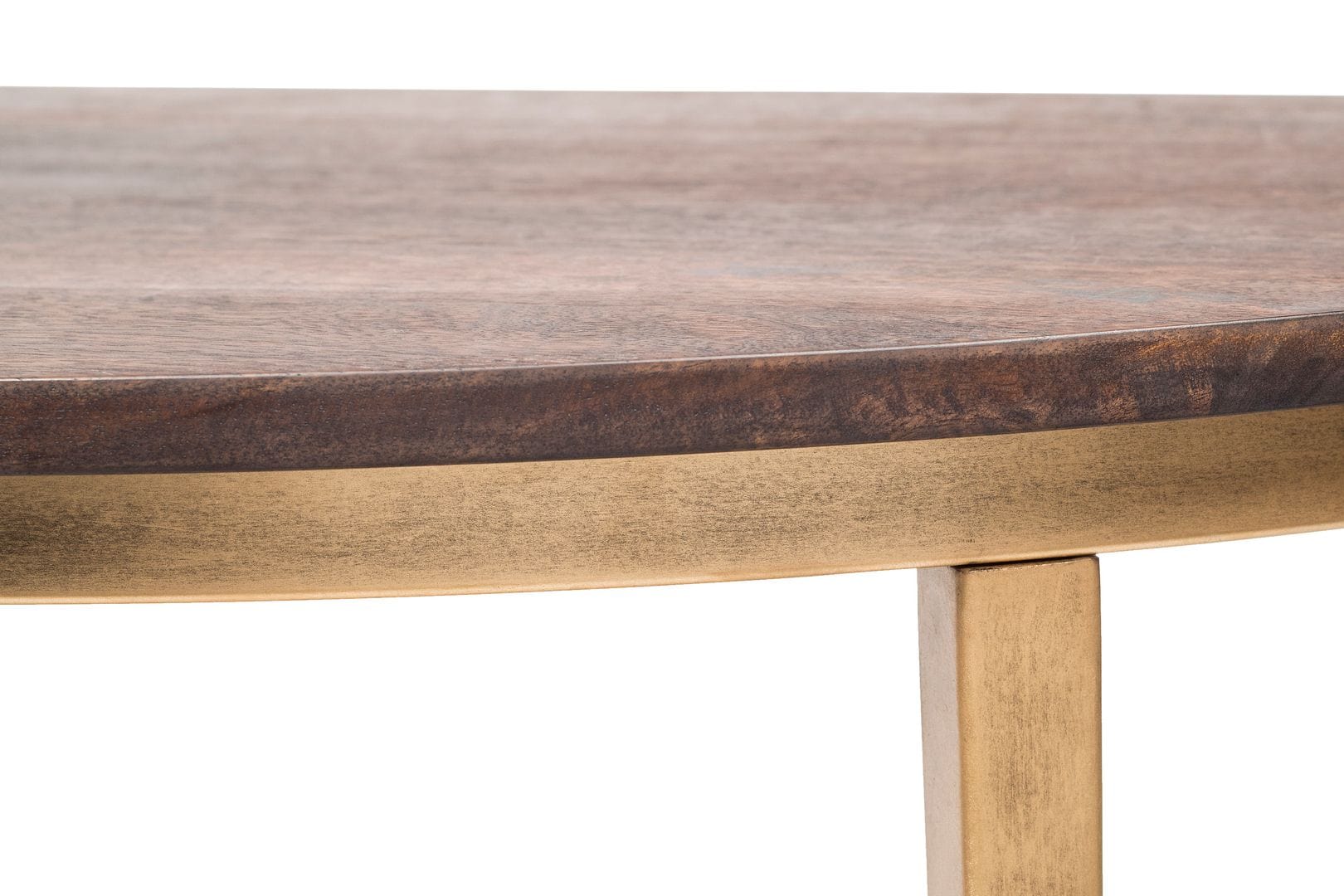 Elegant Half Round Console Table with Dark French Brass and Wood Top